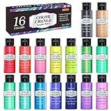 Iridescent Acrylic Paint, Set of 16 Chameleon Colors 60ml 2 OZ Bottles,  High Viscosity Shimmer Paint, Non-Toxic and Fade-Resistant for Artists